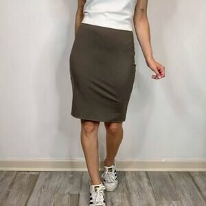 WILFRED FREE bodycon jersey pencil skirt taupe snug fit baddie 2348